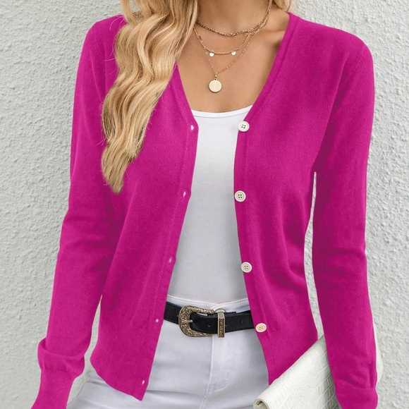 Sweaters - Solid Color Cardigan